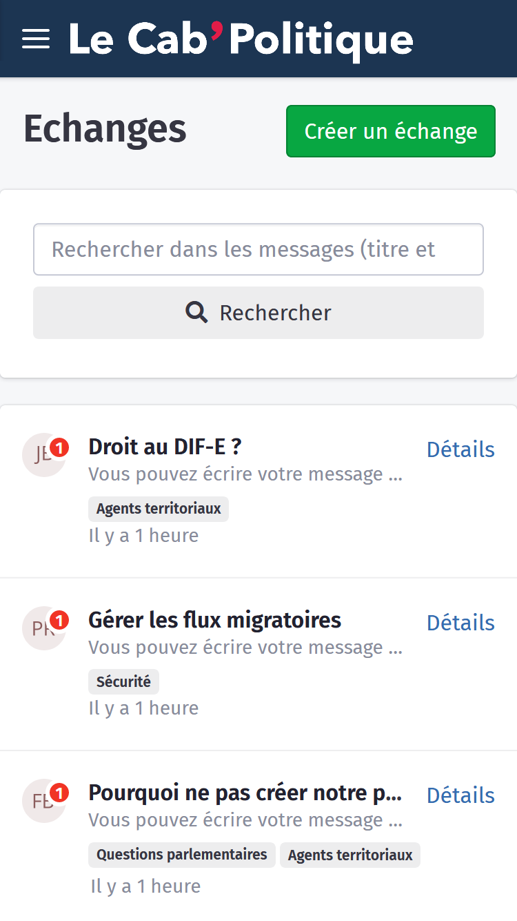 echanges sur le logiciel sénateur mobile